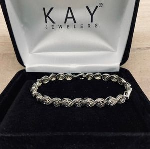 Kay Jewelers Sterling Silver Diamond Tennis Bracelet. 7 1/2